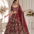 red color Beads work Multi Thread and Dori Sequence work silk blend Lehenga Choli 