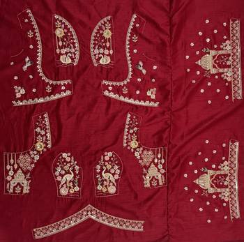 red color Beads work Multi Thread and Dori Sequence work silk blend Lehenga Choli  5