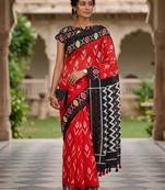 Riva enterprise women's linen blend printed exclusive saree with blouse