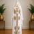 Women’s White & Gold Geometric Embroidered Islamic Kaftan with Wide Waist Belt – Full Length