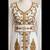 Women’s White & Gold Geometric Embroidered Islamic Kaftan with Wide Waist Belt – Full Length