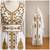 Women’s White & Gold Geometric Embroidered Islamic Kaftan with Wide Waist Belt – Full Length
