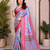 Grey Color Zari Weaving Work Silk Blend Saree