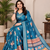 Teal Color Zari Weaving Work Silk Blend Saree