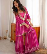 Women   s magenta pink gota patti anarkali sharara set
