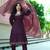 Women’s wine embroidered kurta pant set with striped dupatta