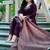 Women’s wine embroidered kurta pant set with striped dupatta
