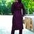 Women’s wine embroidered kurta pant set with striped dupatta