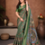 Green Color Digital Print Work Silk Blend Saree