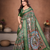 Green Color Digital Print Work Silk Blend Saree