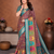 Teal Color Digital Print Work Silk Blend Saree