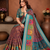 Teal Color Digital Print Work Silk Blend Saree