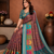 Teal Color Digital Print Work Silk Blend Saree