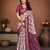Wine Color Digital Print Work Silk Blend Saree