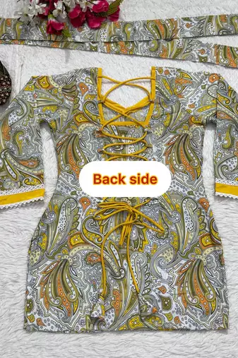 Mustard yellow & white paisley print ethnic co-ord set