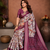 Wine Color Digital Print Work Silk Blend Saree