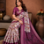 Wine Color Digital Print Work Silk Blend Saree