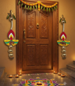 handmade mdf diya gotaball beads decorative hanging traditional for home decor (pack of 2)