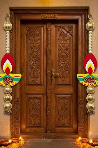 handmade mdf diya gotaball beads decorative hanging traditional for home decor (pack of 2)