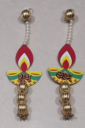 handmade mdf diya gotaball beads decorative hanging traditional for home decor (pack of 2)