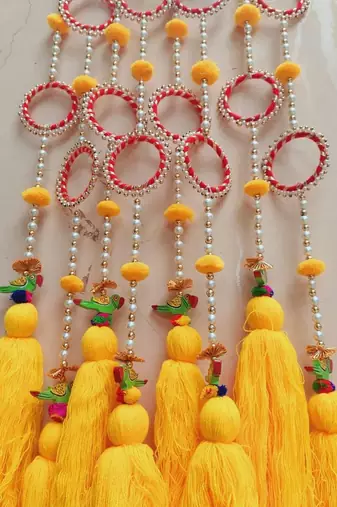 decorative multicolour moti chudi parrot tassel hanging for home decorations (pack of 6)