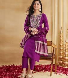 Women's Gorgeous Embroidery Work Viscose Rayon Fabric Straight Kurta Pant and Dupatta Set
