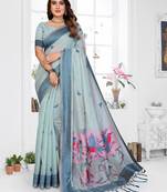 grey jacquard weaving work cotton blend saree
