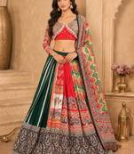 Red Mirror Navratri Lehenga Choli With Dupatta