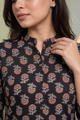 Women's Gorgeous Printed Work Pure Cotton Fabric Straight Kurta Pant Set