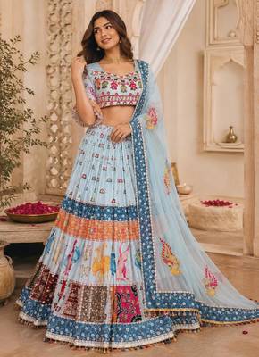 Sky Blue Navratri Lehenga Choli With Dupatta 1