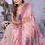 light pink jacquard weaving work cotton blend saree