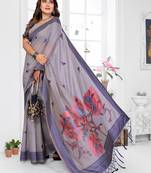 lavender jacquard weaving work cotton blend saree