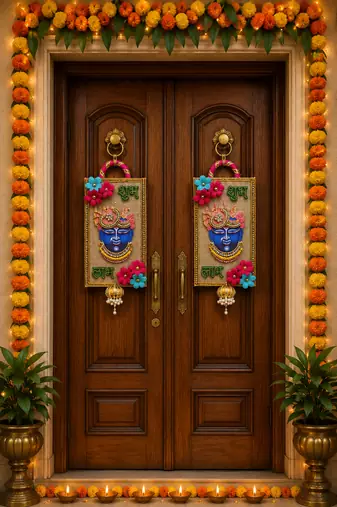 handmade lord shrinath ji shubh labh om decorative door hangingtraditional hanging for home decor (pack of 2)
