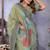 light green jacquard weaving work cotton blend saree