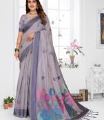 lavender jacquard weaving work cotton blend saree