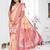 peach jacquard weaving work cotton blend saree