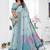 sky blue jacquard weaving work cotton blend saree