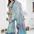 sky blue jacquard weaving work cotton blend saree