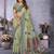 light green jacquard weaving work cotton blend saree