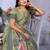 light green jacquard weaving work cotton blend saree