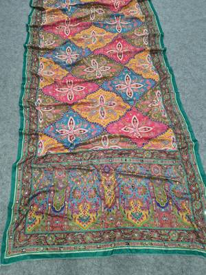Women   s multicolor printed saree with traditional beautiful print and with real mirror work 2