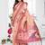 peach jacquard weaving work cotton blend saree