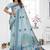 sky blue jacquard weaving work cotton blend saree