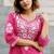 Mirchi Fashion Women's Pink Thread Embroidery Work Pure Cotton Kurti With Bottom Set