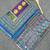 Women   s blue printed saree with traditional beautiful print and with real mirror work