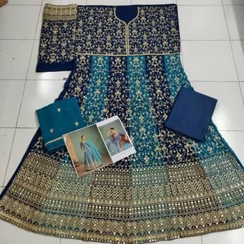 Blue heavy embroidered faux georgette anarkali suit 3