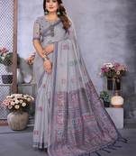 lavender jacquard weaving work cotton blend saree