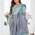 sky blue jacquard weaving work cotton blend saree