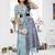 sky blue jacquard weaving work cotton blend saree