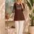 Women's chocolate embroidered straight kurta with pant set for women